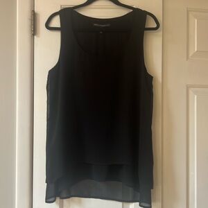 White House Black Market black sleeveless blouse, lined with sheer trim, size M
